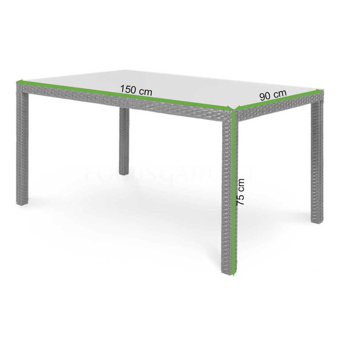 Rycina z wymiarami stołu VENECJA Dolphin Grey