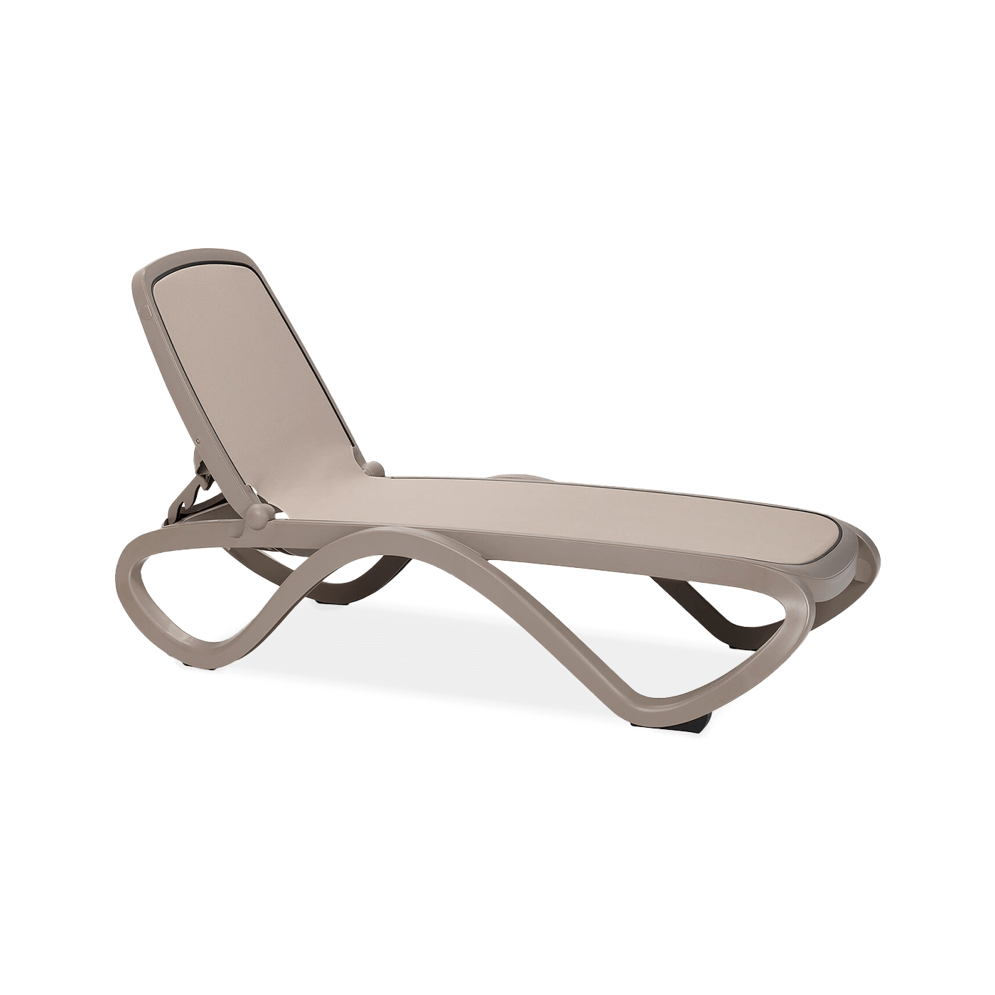 leżak w kolorze brązowym z regulowanym oparciem