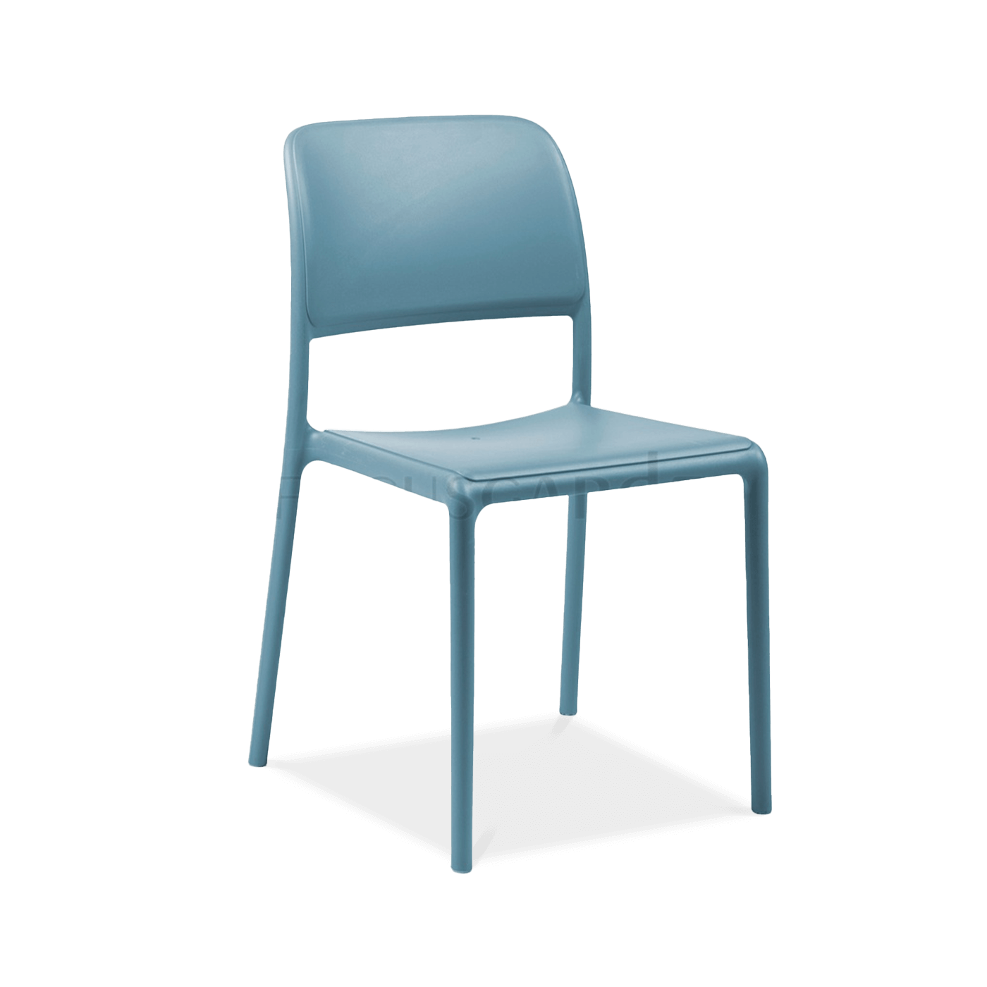 niebieskie krzesło do ogrodu z oparciem 