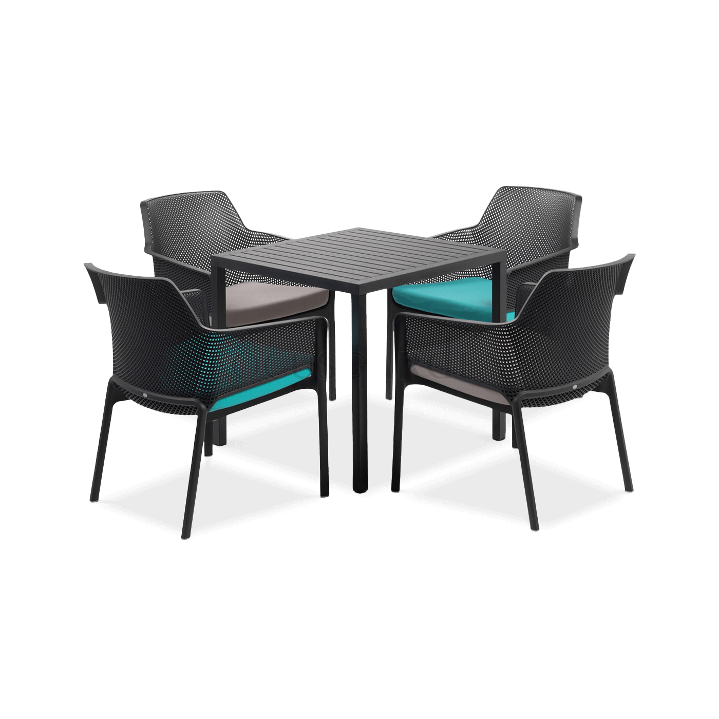 Zestaw czterech krzeseł jadalnianych oraz stolika ogrodowego 