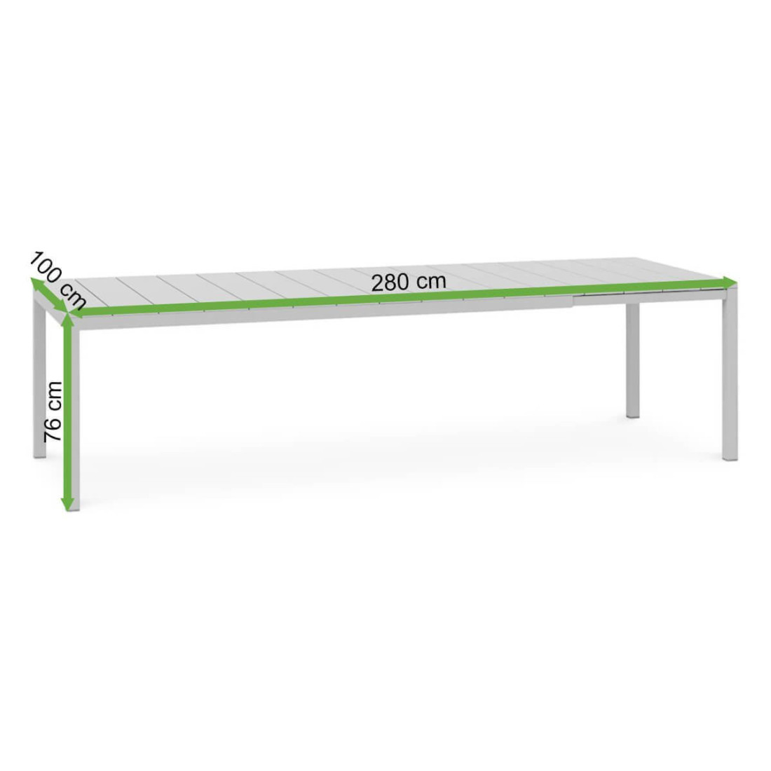 Rycina z wymiarami stołu ogrodowego Nardi Rio 210 Antracite
