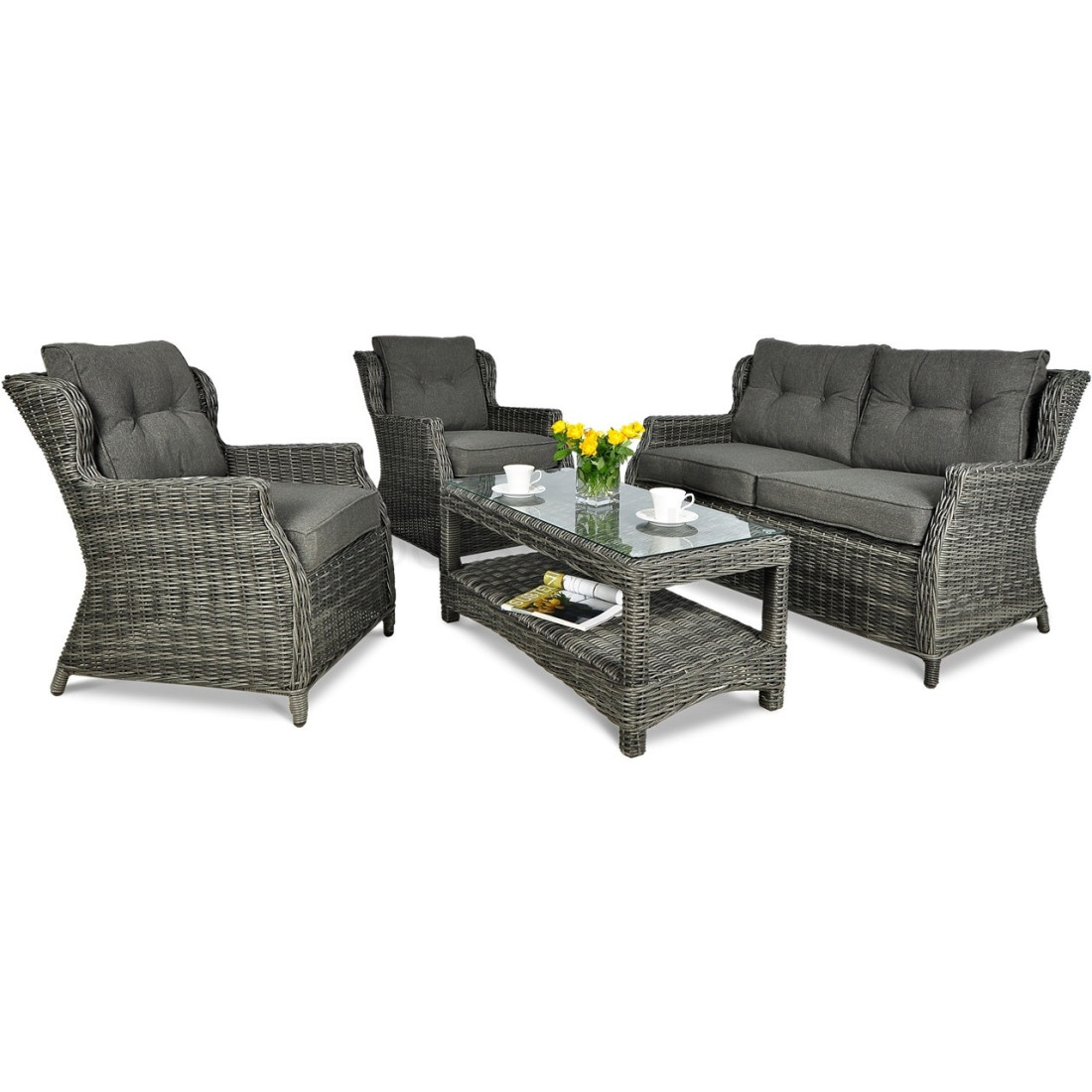 TRIVENTO II SET + DARK GREY PUFFS