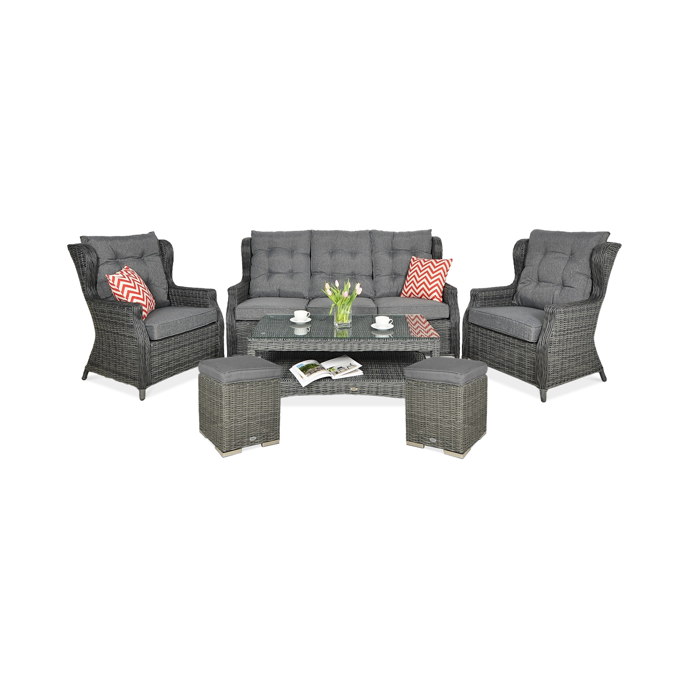 TRIVENTO III ZESTAW+PUFY DARK GREY