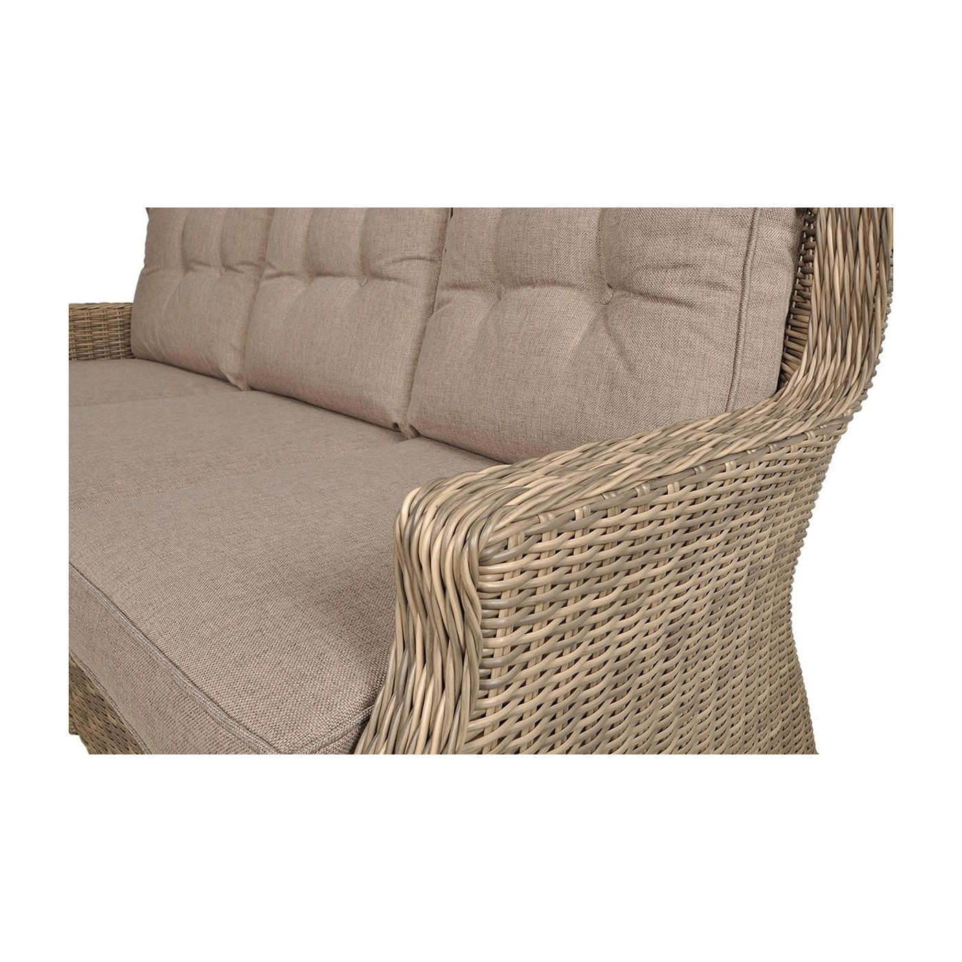 kanapa detale Meble technorattanowe TRIVENTO 3 DINING + PUFY Brown - Focus Garden