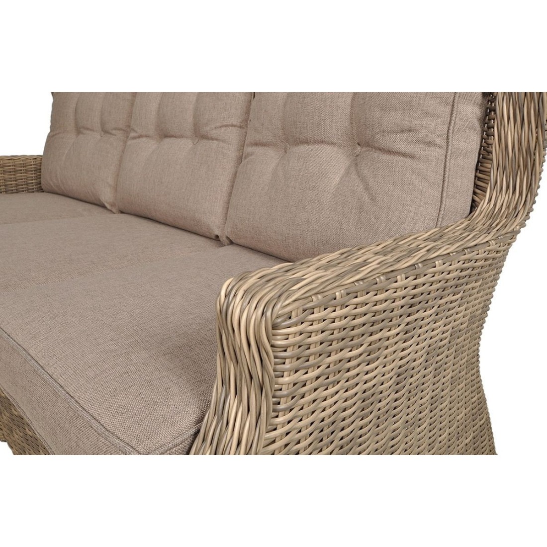 kanapa detale Meble technorattanowe TRIVENTO 3 DINING + PUFY Brown - Focus Garden