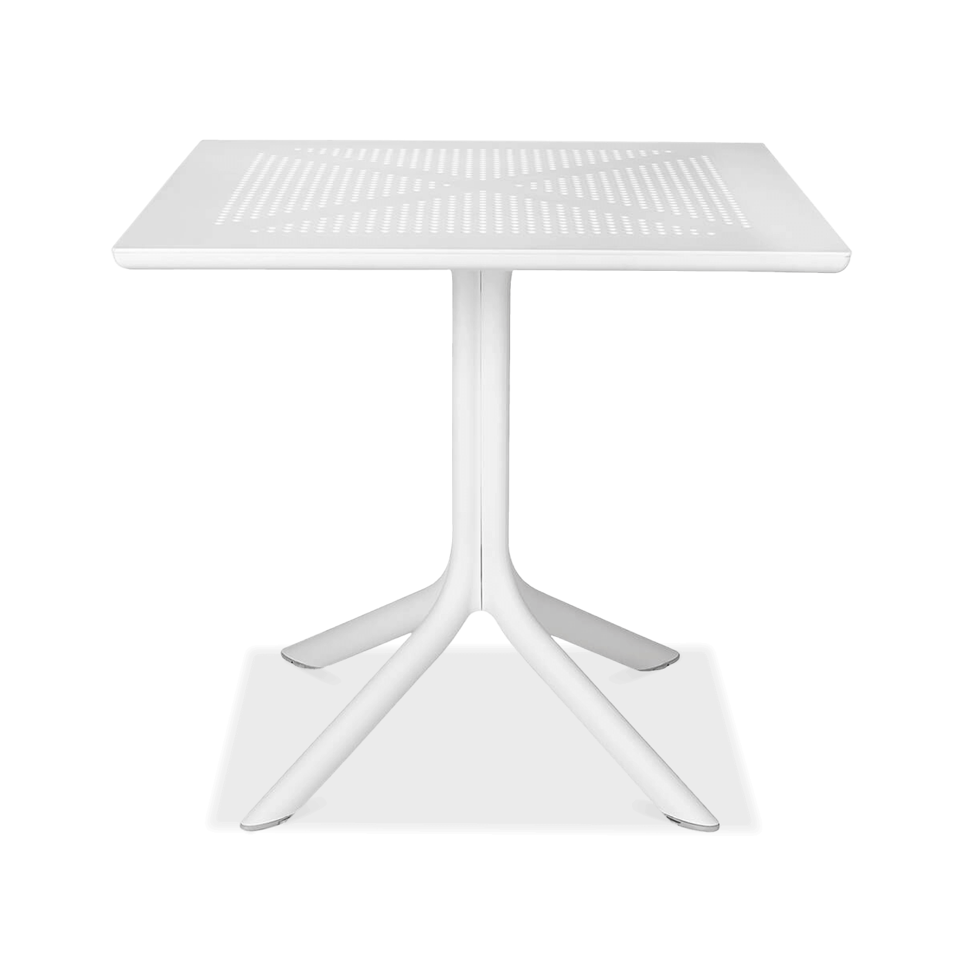 biały stolik ogrodowy na jednej nóżce
