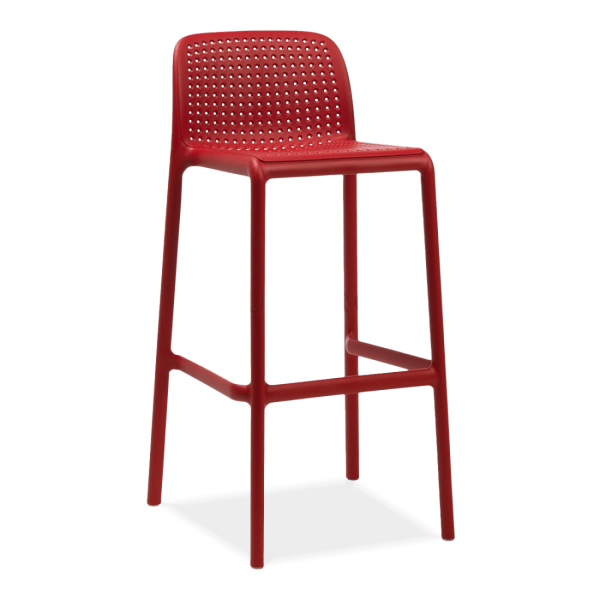 czerwony stołek barowy z oparciem