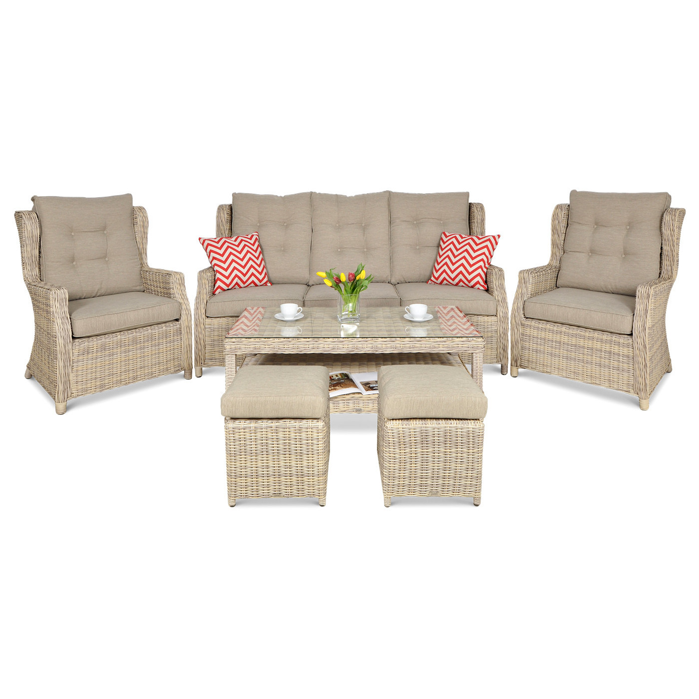 TRIVENTO III ZESTAW+PUFY BEIGE