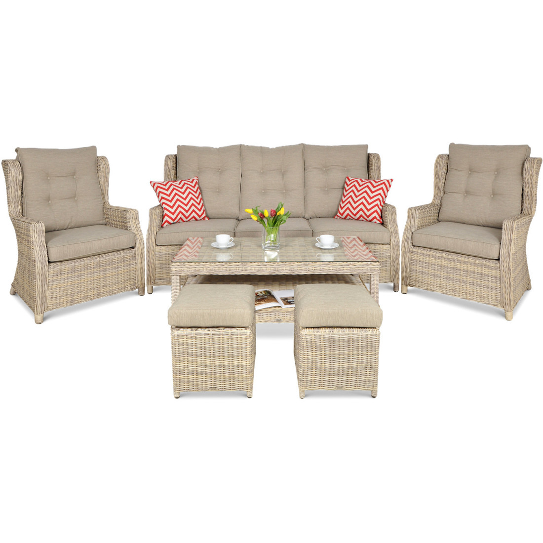 TRIVENTO III ZESTAW+PUFY BEIGE