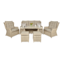 TRIVENTO III DINING SET + BEIGE POUFFES