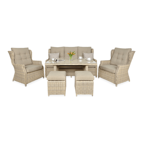 TRIVENTO III DINING SET + BEIGE POUFFES