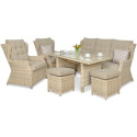 TRIVENTO III DINING SET + BEIGE POUFFES
