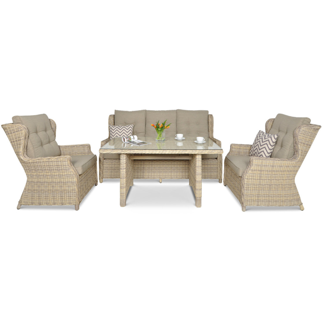 TRIVENTO III DINING ZESTAW+PUFY BEIGE