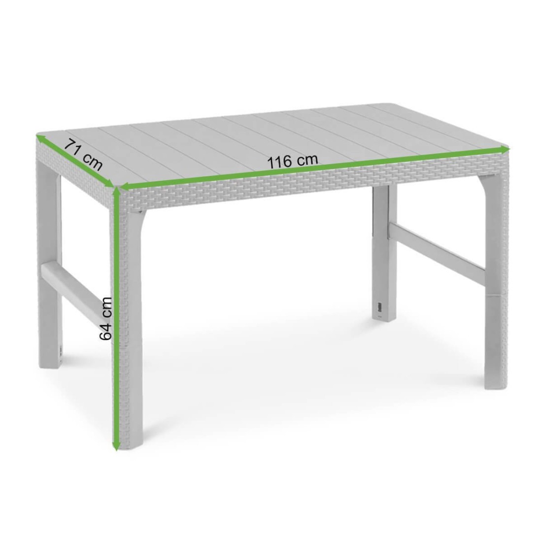 Wymiary prostokątnego stołu ogrodowego LYON
