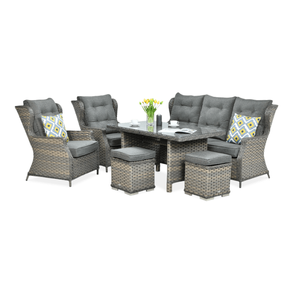 TRIVENTO III DINING SET + MELANGE PUFFS