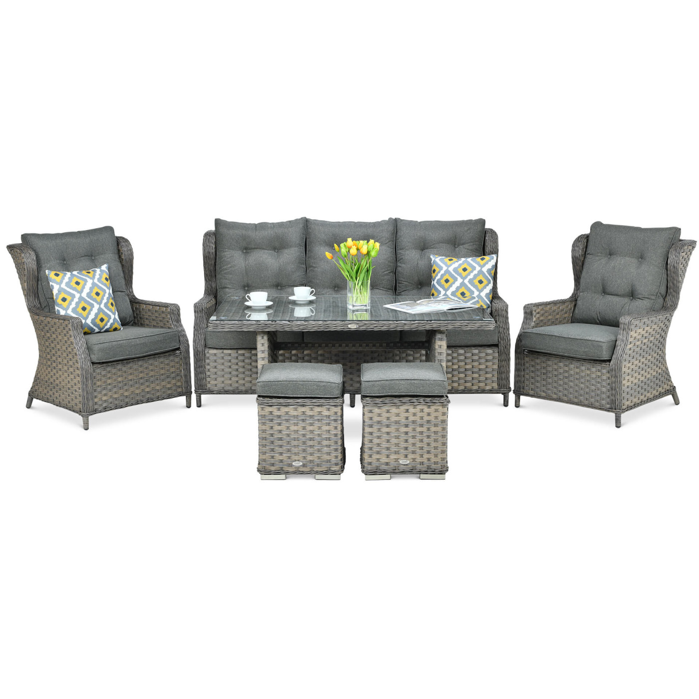 TRIVENTO III DINING SET + MELANGE PUFFS