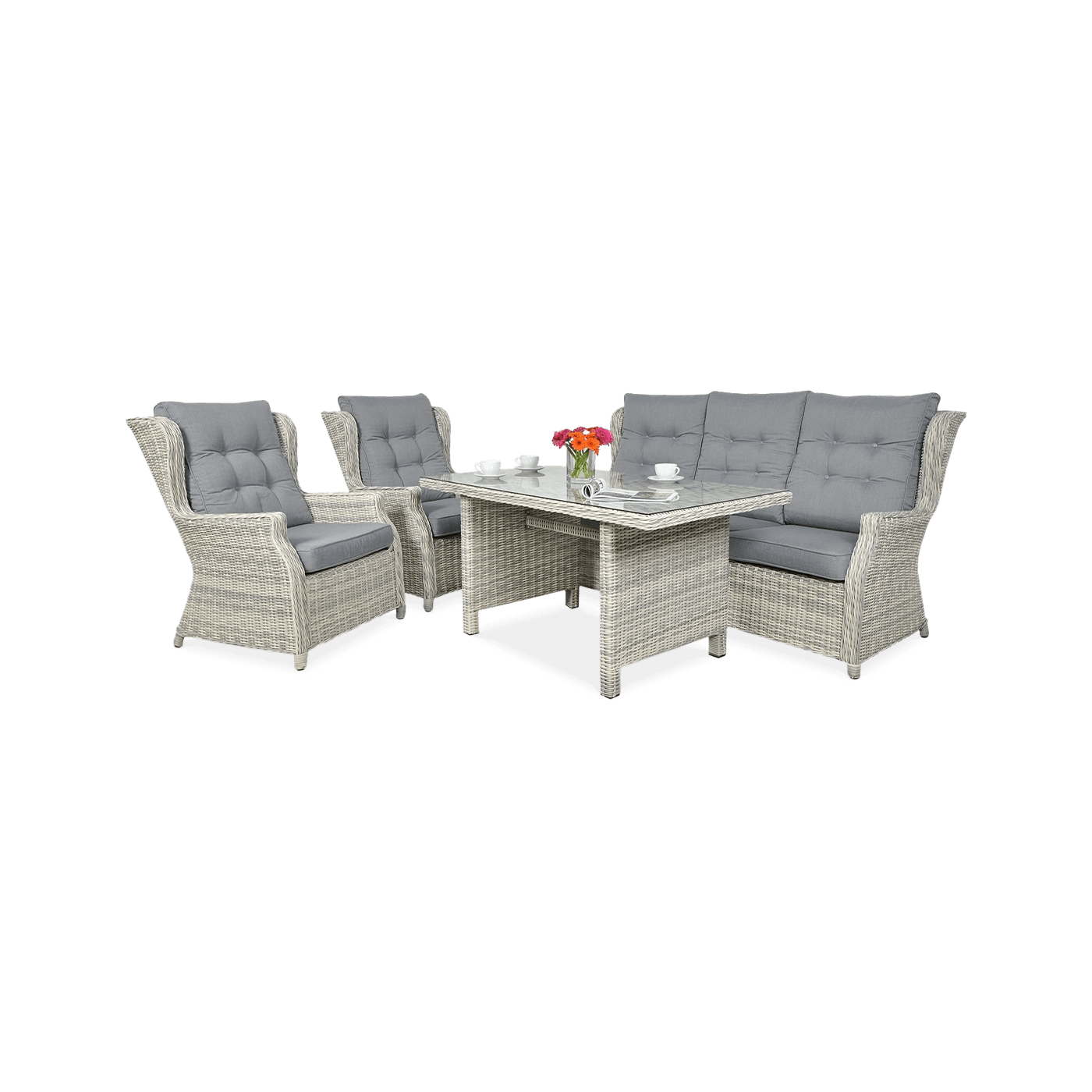 TRIVENTO III DINING ZESTAW WHITE GREY