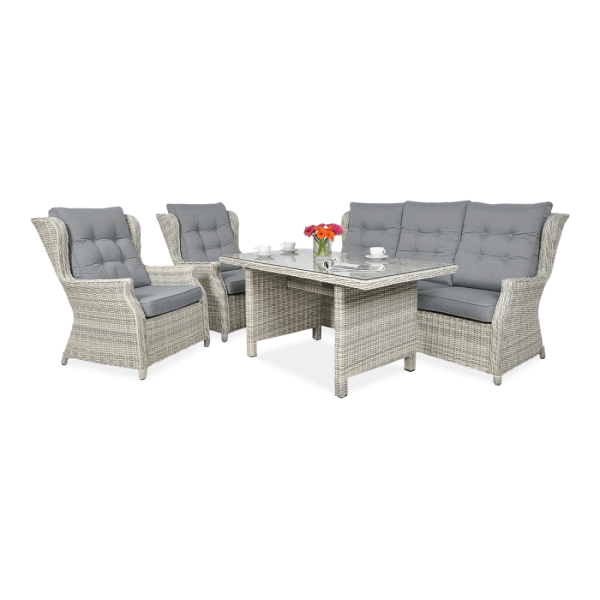 Meble Technorattanowe Trivento Dining 3 White Grey