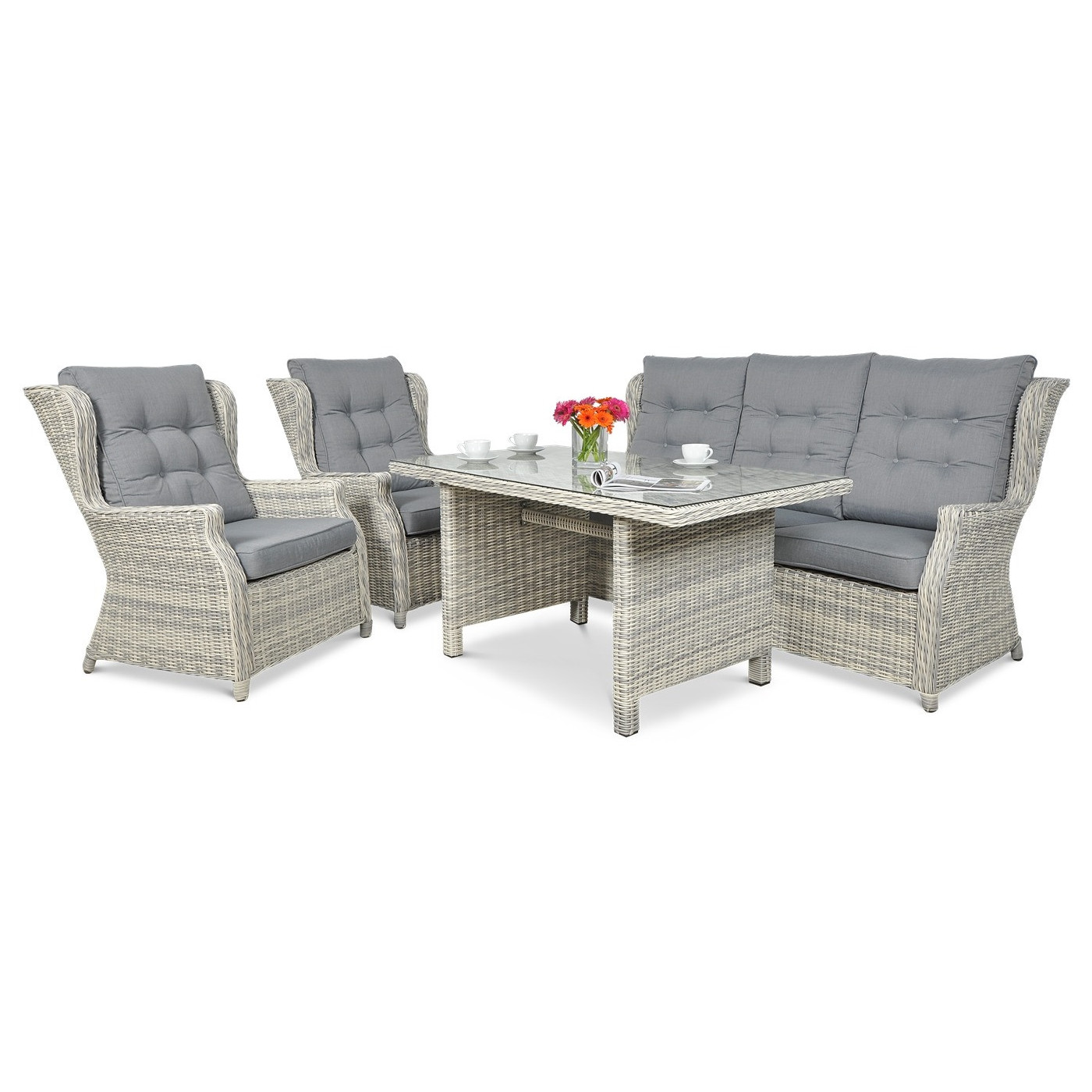 Meble Technorattanowe Trivento Dining 3 White Grey