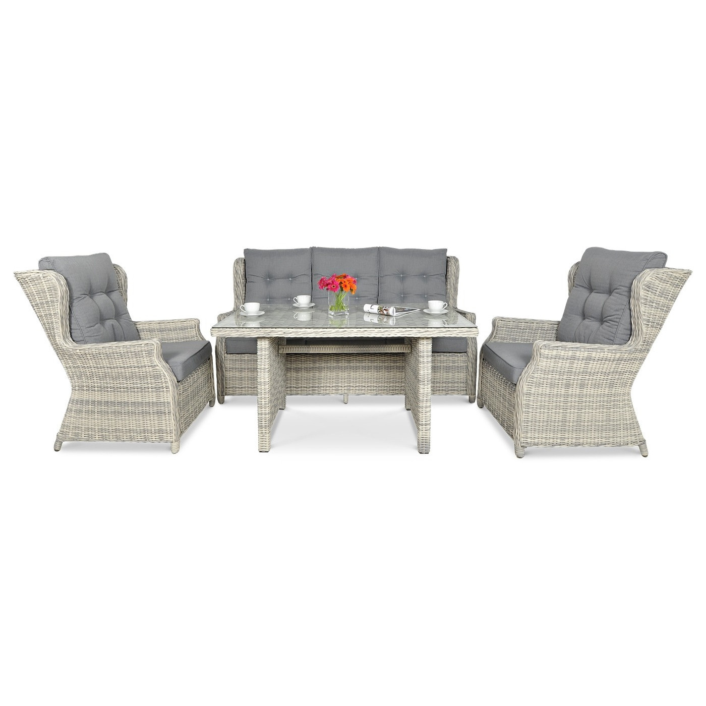 Meble Technorattanowe Trivento Dining 3 White Grey