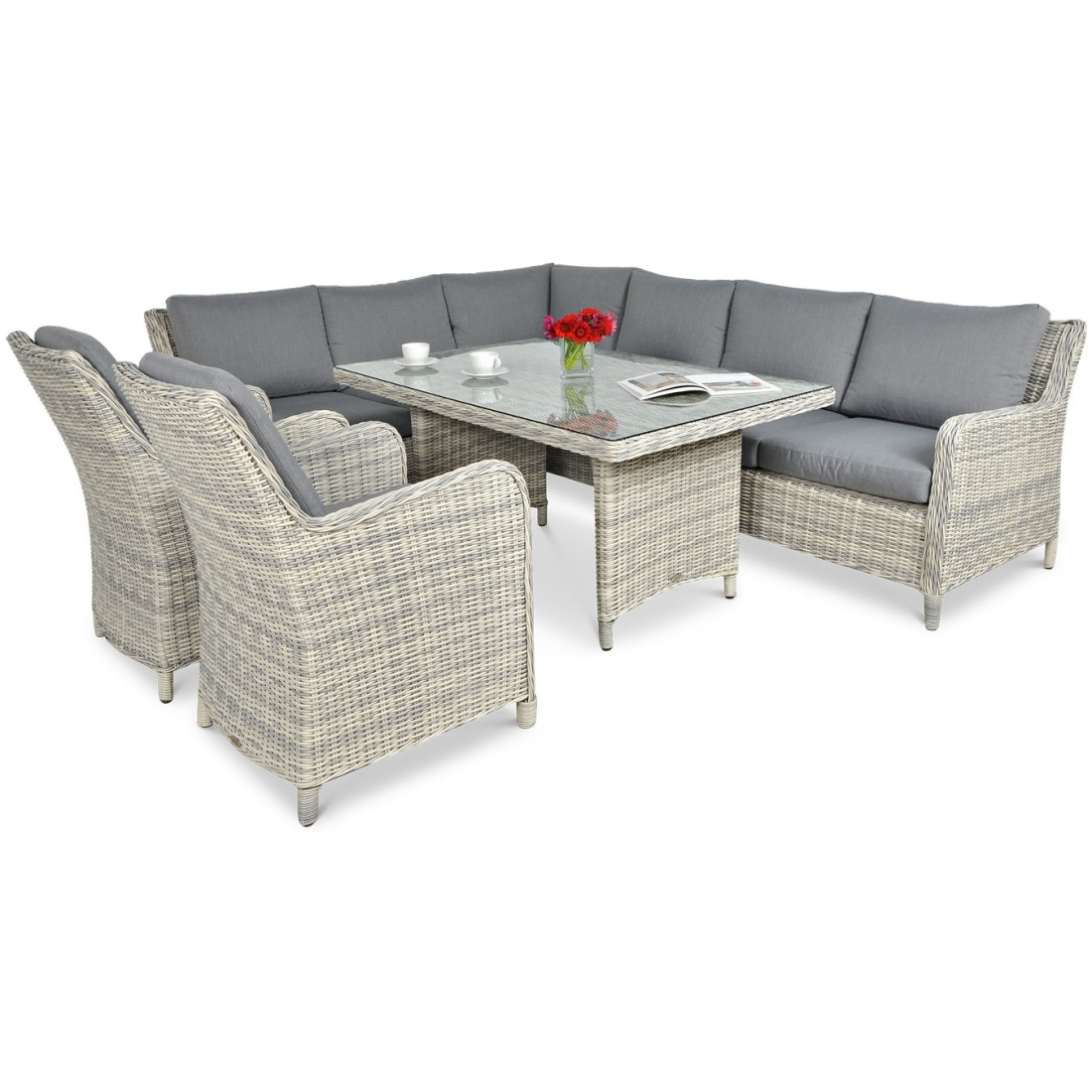 MARYLAND DINING NAROŻNIK WHITE GREY