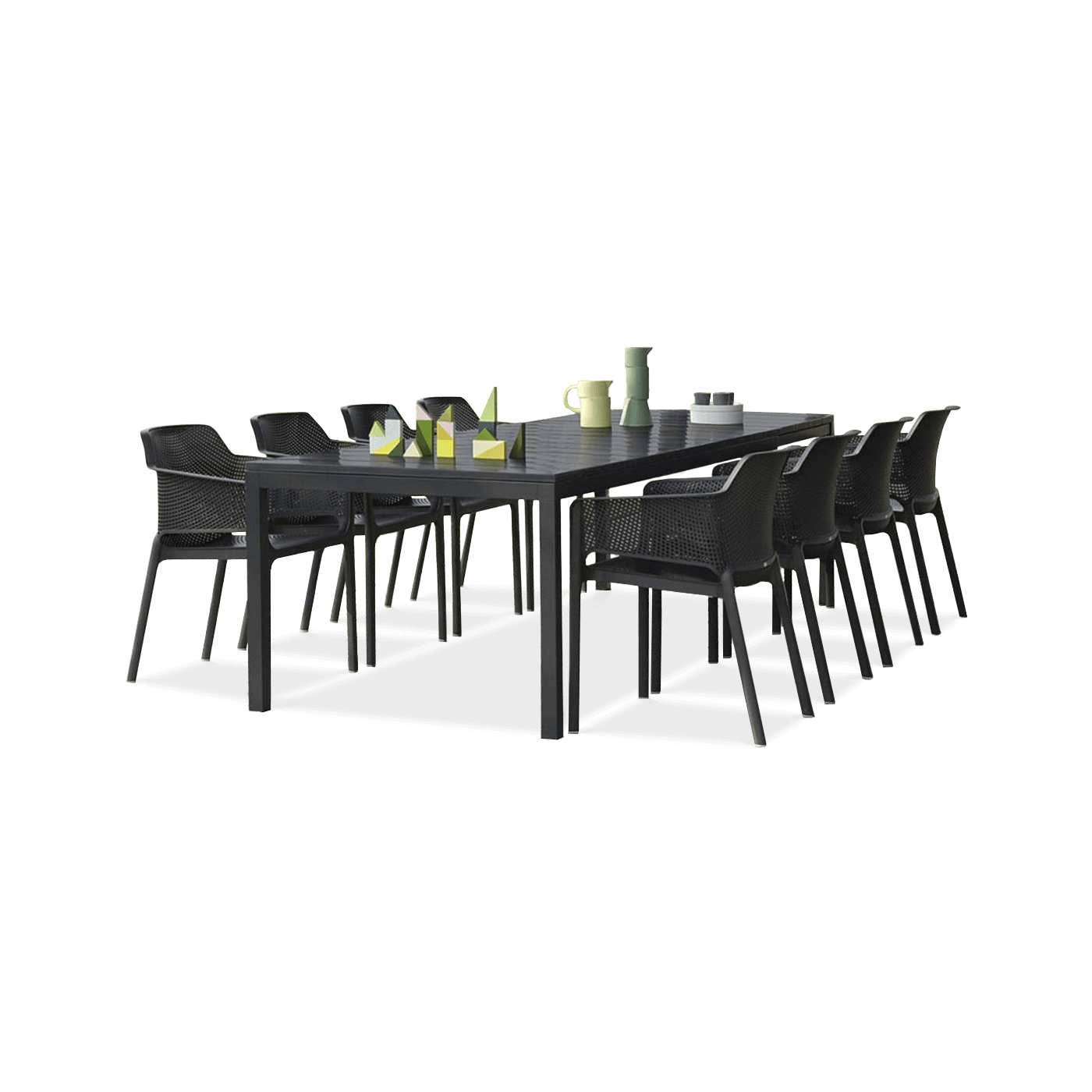 zestaw mebli jadalnianych na taras z krzesłami i stołem