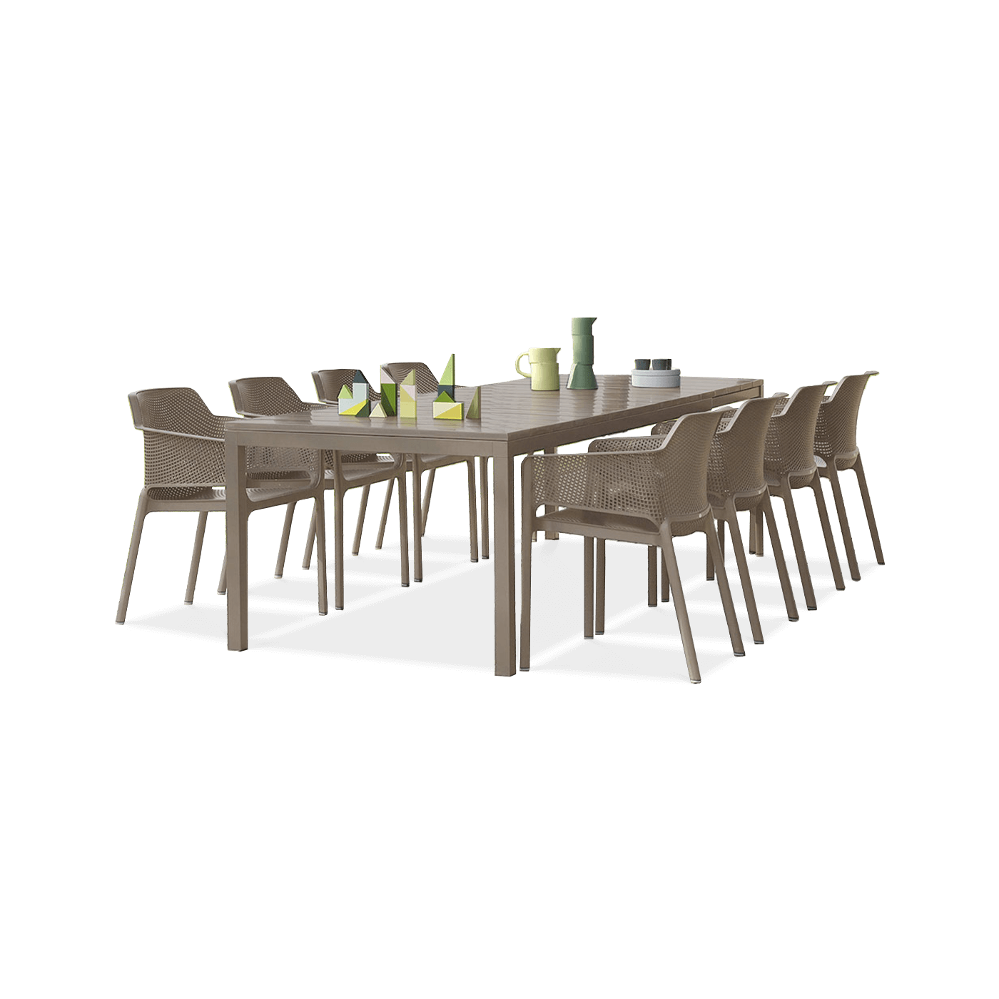 tarasowy zestaw brązowy krzeseł i stolu