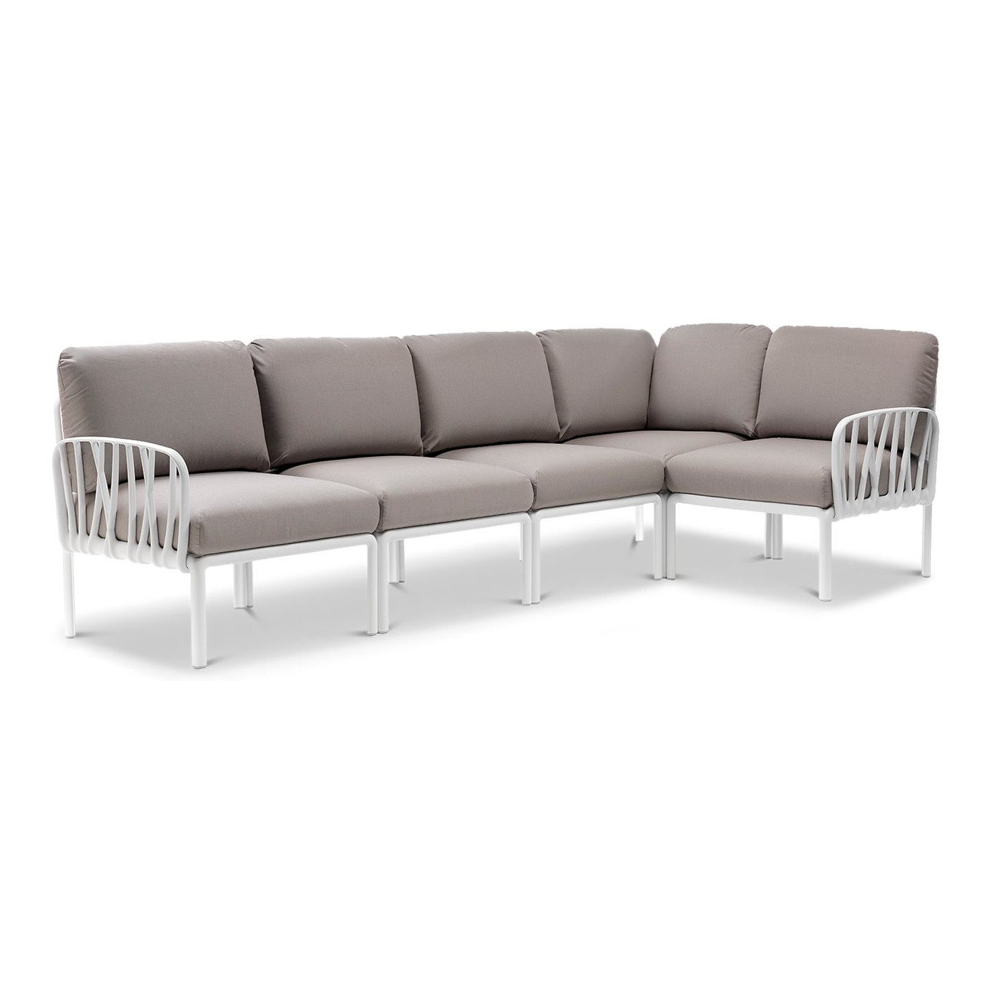 KOMODO 5 CORNER SOFA BIANCO GRIGIO + BIANCO COFFEE TABLE