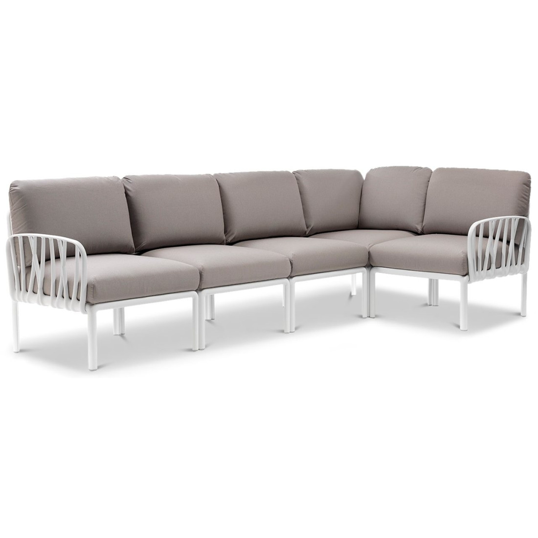 KOMODO 5 CORNER SOFA BIANCO GRIGIO + BIANCO COFFEE TABLE