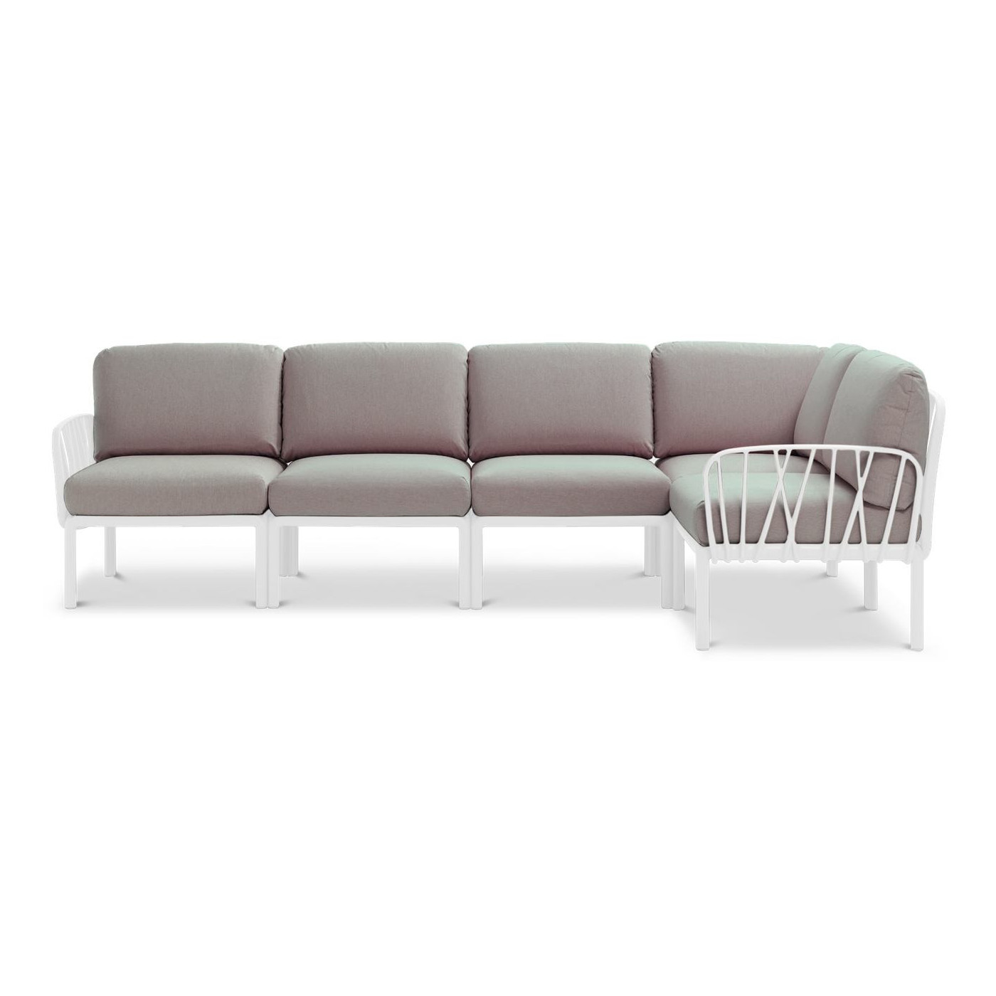 KOMODO 5 CORNER SOFA BIANCO GRIGIO + BIANCO COFFEE TABLE
