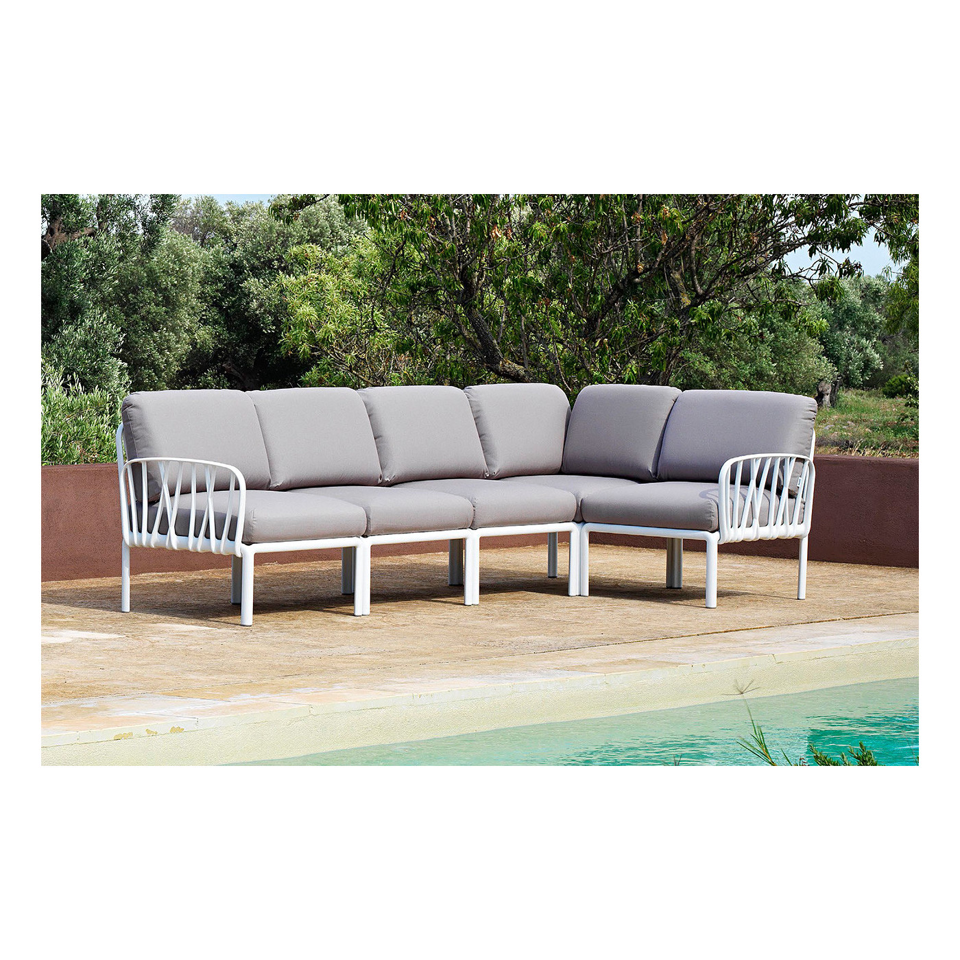 KOMODO 5 NAROŻNIK BIANCO GRIGIO+STOLIK BIANCO