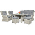 TRIVENTO III DINING SET + PUFFS WHITE GREY