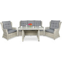 TRIVENTO III DINING SET + PUFFS WHITE GREY