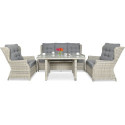 TRIVENTO III DINING SET + PUFFS WHITE GREY