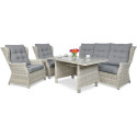TRIVENTO III DINING ZESTAW+PUFY WHITE GREY