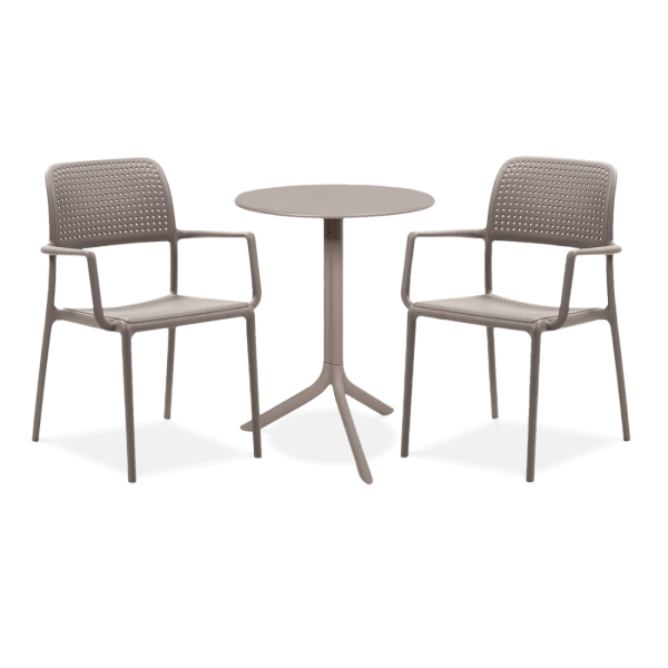 zestaw krzeseł i stolika w kolorze brązowym na balkon lub taras