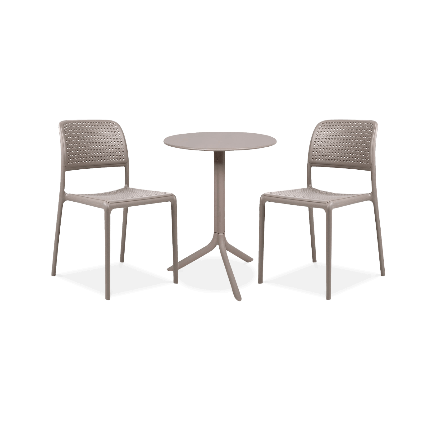 zestaw jadalniany brązowy na balkon z dwoma krzesłami i stolikiem