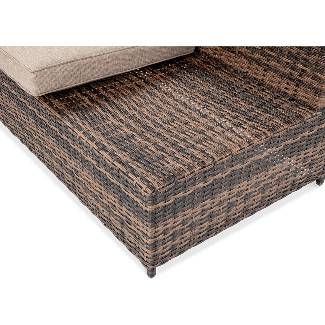 Widok na materiał wykonania narożnika z technorattanu MONIZ DINING PLUS Brown