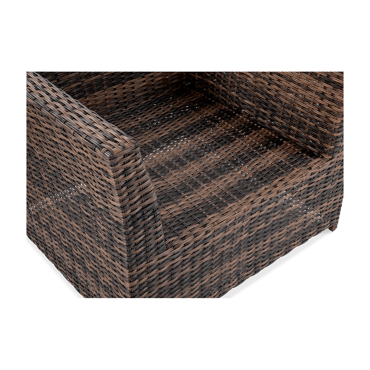 Zbliżenie na materiał technorattan fotela MONIZ DINING PLUS Brown