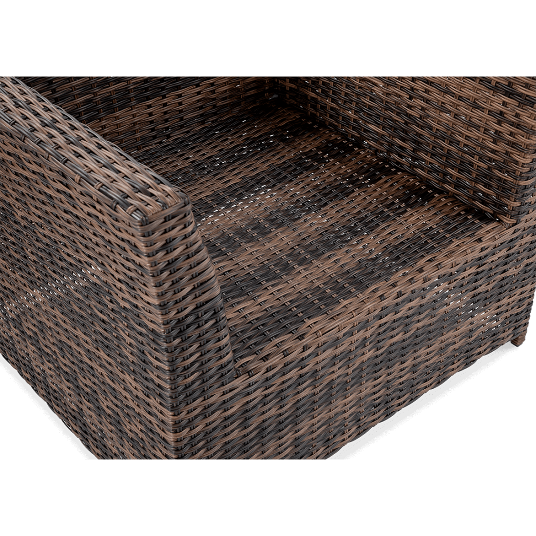 Zbliżenie na materiał technorattan fotela MONIZ DINING PLUS Brown