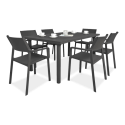 zestaw ogrodowy czarny z sześcioma krzesłami i stołem 