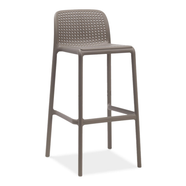 brązowy stołek z oparciem