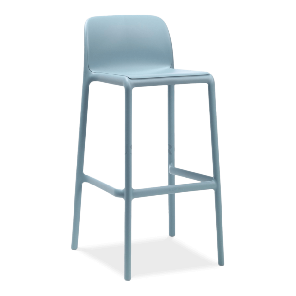 niebieski stołek barowy