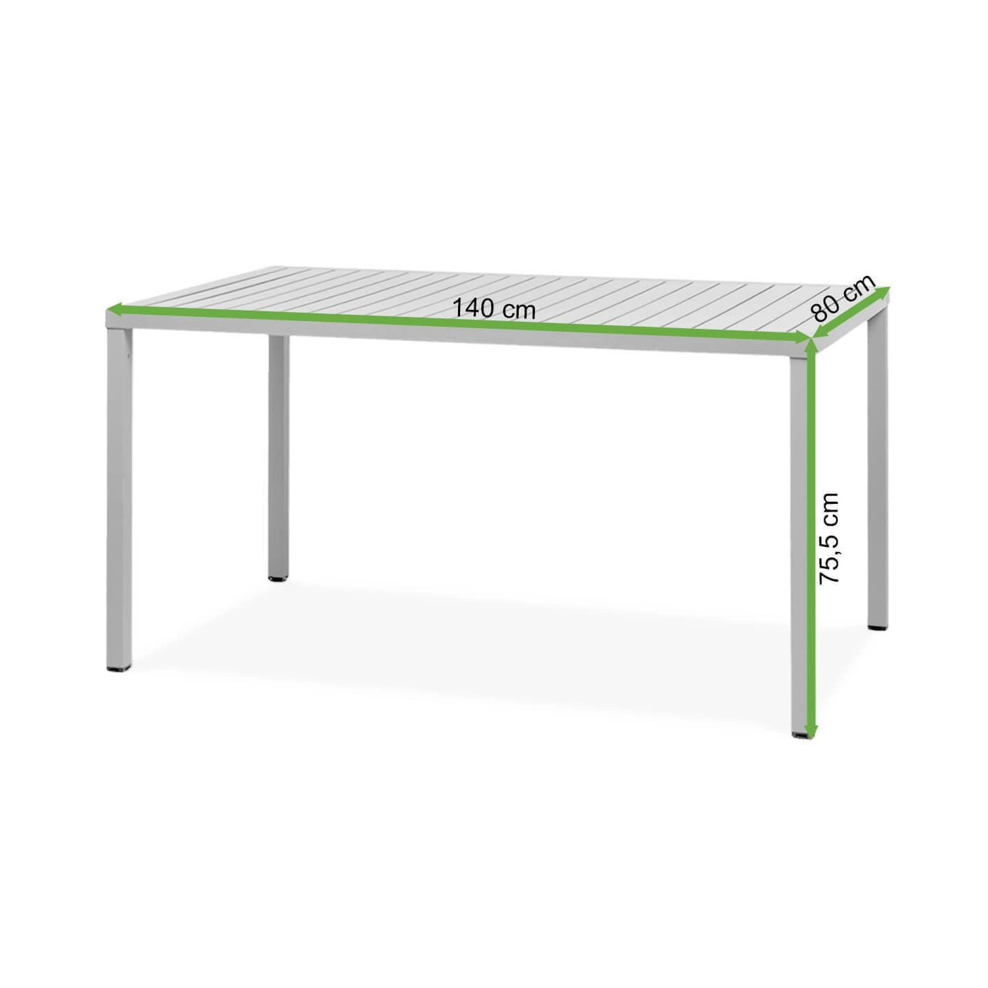 Rzut z wymiarami stołu ogrodowego Nardi CUBE 140 Tortora