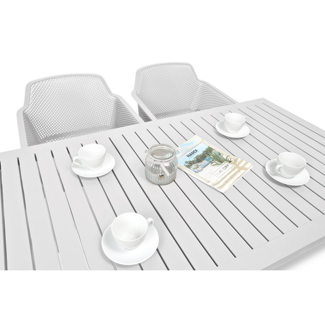 Komplet mebli ogrodowych Nardi Net/Cube 140/4+1 Bianco