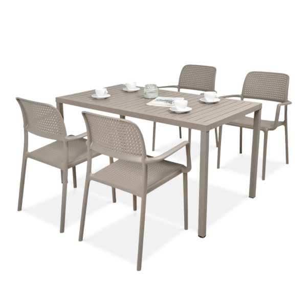 komplet ogrodowy brązowy z krzesłami i stolika