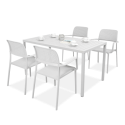 zestaw mebli ogrodowych w kolorze białym z krzesłami i stołem