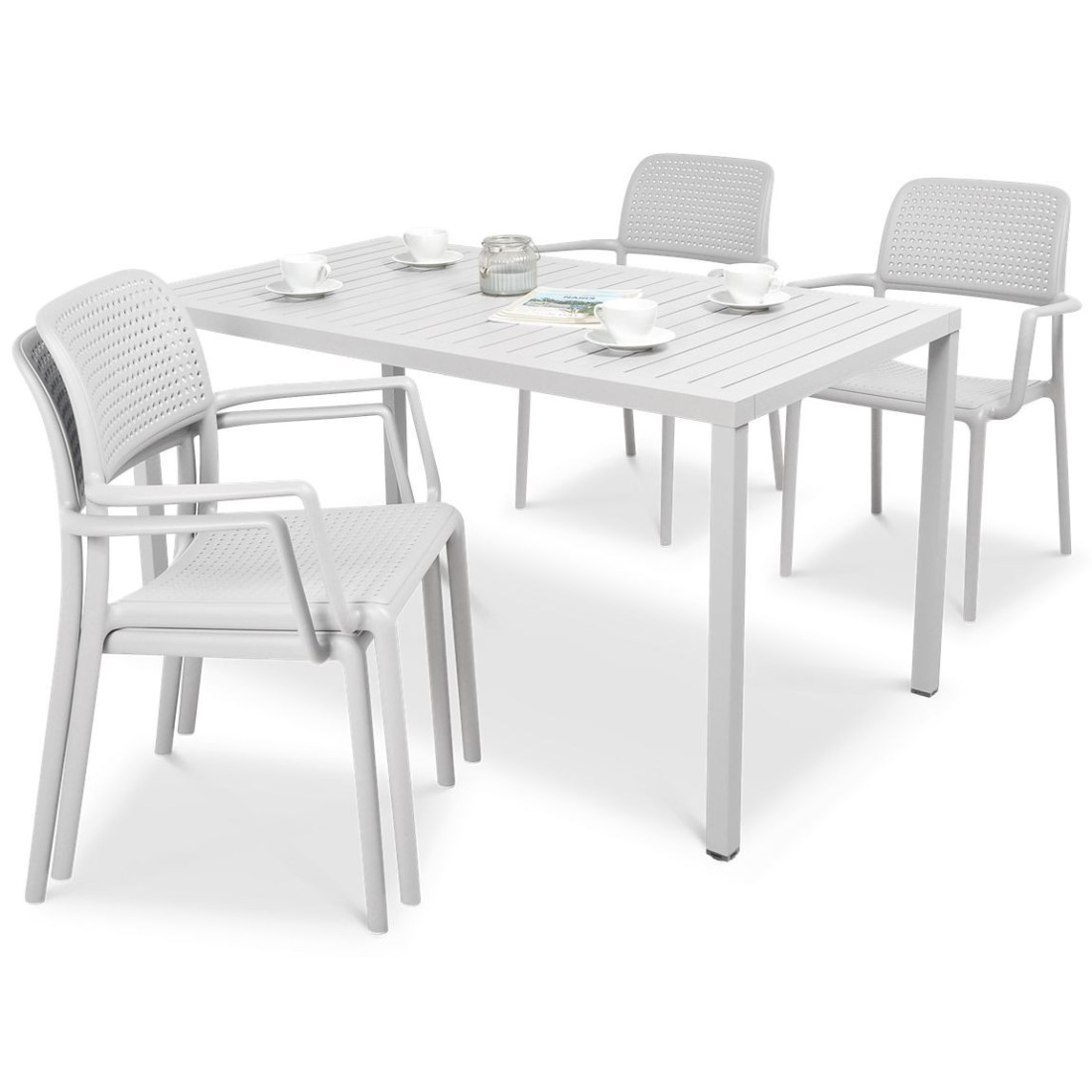 Komplet mebli ogrodowych Nardi Bora/Cube 140/4+1 Bianco