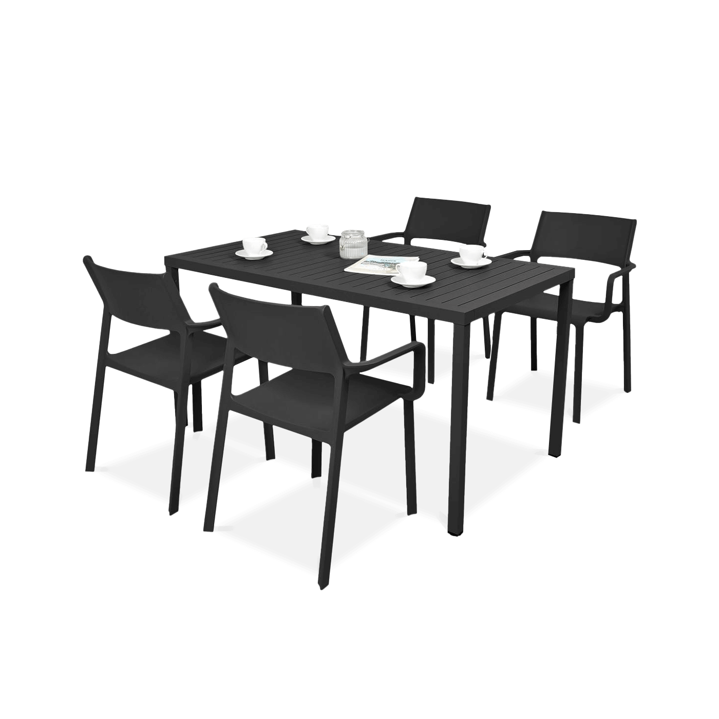 czarny zestaw stołu i krzeseł jadalnianych do restauracji