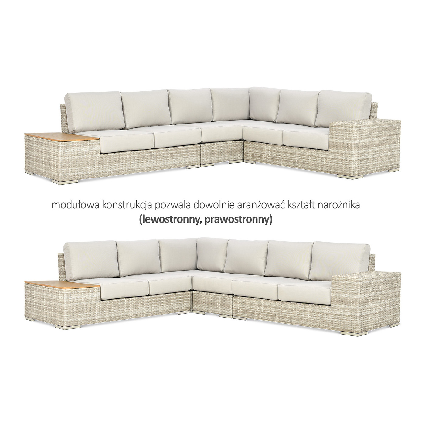 AVOCADO WOOD CORNER SOFA BEIGE